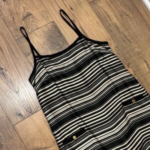 Collective Concepts Striped Black and Cream Sleeveless Dress